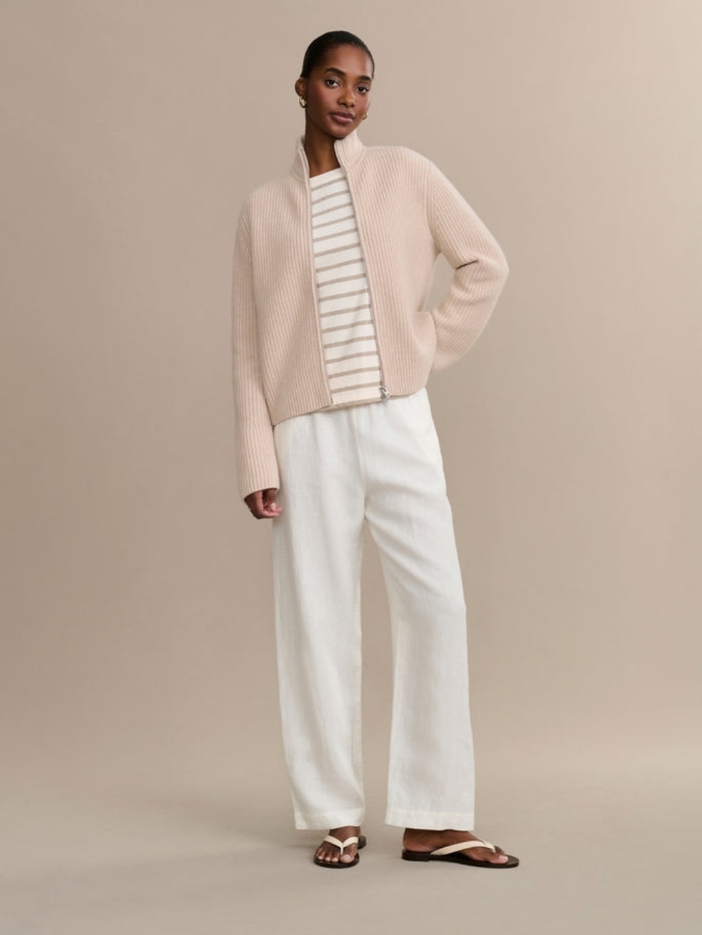 NWOT Jenni Kayne Boyd Cashmere Sweater In Oatmeal Small-XS Full-zip - Picture 14 of 14